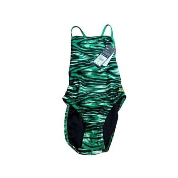 Speedo Wave Wall Crossback Green Women's Size 30 Competitive Swimsuit - Diving - Picture 1 of 4